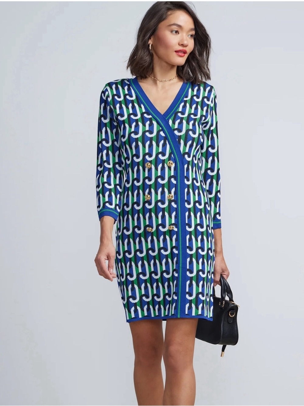 NY &CO Geometric Patterned Wrap Dress